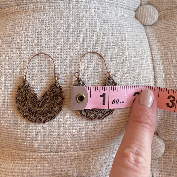 Rose Gold Basketweave Earrings - Picture 3 of 5